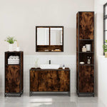 ZNTS 3 Piece Bathroom Furniture Set Smoked Oak Engineered Wood 3300982