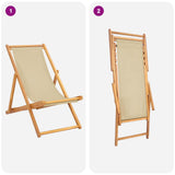 Beach Chair Beige Solid Teak Wood 42032663