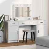 Dressing Table with Mirror Lights 3 pcs White Engineered Wood 3334245