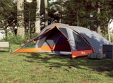 Camping Tent Cabin 4-Person Grey and Orange Waterproof 94715