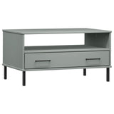 Coffee Table with Metal Legs Grey 85x50x45 cm Solid Wood OSLO 351034