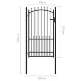 Fence Gate with Spikes EMMEN 100 x 175 cm Powder-coated steel 146401