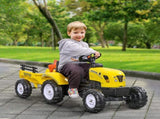 Kids Ride on Tractor with Back Trailer, Shovel & Rake, Horn, Four Wheels Tractor Toy for Child T3398P348051