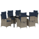 Garden Dining Set with Cushion 7 pcs Grey and Black Rattan 3380579