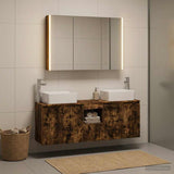 Bathroom Cabinet Set 4 pcs Smoked Oak Engineered Wood 3406427