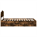 Bed Frame with Drawer Smoked Oak 75 x 190 cm Engineer Wood 3413058