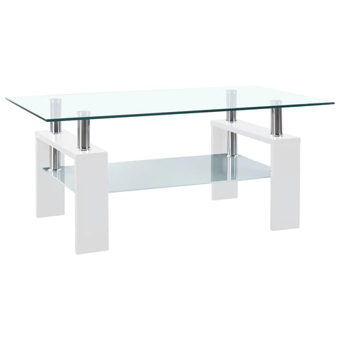 ZNTS Coffee Table White and Transparent 95x55x40 cm Tempered Glass 330304