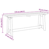 Outdoor Bench Brown 119 x 37 x 47 cm Solid Pine Wood 4012192