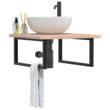 Basin Shelf Wall Mounted Steel and Solid Wood Oak 3302461