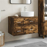 Bathroom Furniture Set 2 pcs Smoked Oak Engineered Wood 3403988
