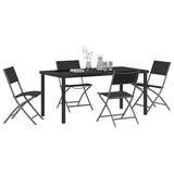 Garden Dining Set Folding 5 pcs Black Powder-Coated Steel 3379376