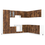 14 Piece Kitchen Cabinet Set "Porto" Smoked Oak Engineered Wood 3314996