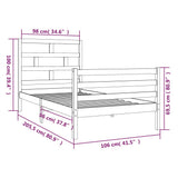 Bed Frame Natural wood Solid pine wood Single Durable Bed Frame 3101273