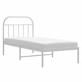 Bed Frame White Powder-Coated Steel Single Bed Frame 353677