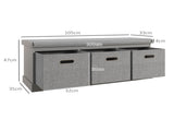 Three-Drawer Shoe Storage Bench, with Padded Top Seat - Grey T3398P329500