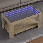 ZNTS Coffee Table with LED Sonoma Oak 93x53x45 cm Engineered Wood 847555