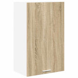 Hanging Cabinet with Door Sonoma Oak and White 50 x 31 x 80 cm 884268