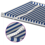 Manual Retractable Awning with LED 5x3.5 m Blue and White 3070061
