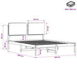 Bed Frame with Upholstered Headboard Natural and Light Grey 903969