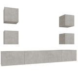 6 Piece TV Cabinet Set Concrete Grey Engineered Wood 3114265
