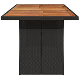 Garden Table with Acacia Wood Top Black 240x90x75 cm Poly Rattan 365595