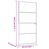 Interior Door White 93x201.5 cm Tempered Glass&Aluminium Slim 153668