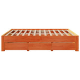 Bed Frame without Mattress with Drawers Wax Brown 180x200 cm Super King Solid Wood Pine 3308797