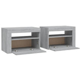 ZNTS Bedside Cabinets 2 pcs with LEDs Grey Sonoma 60x35x40 cm 3144973