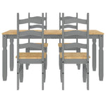 ZNTS 5 Piece Dining Set Panama Grey Solid Wood Pine 3345204