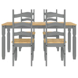 ZNTS 5 Piece Dining Set Panama Grey Solid Wood Pine 3345204