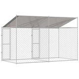 Dog Cage with Roof Silver 400 x 200 x 256 cm Steel and PE 3368298