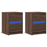 ZNTS Bedside Cabinets with LED Lights 2 pcs Brown Oak Engineered Wood 852046