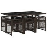 7 Piece Garden Dining Set with Cushions Brown Poly Rattan 3210729