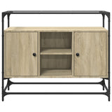 Sideboard with Glass Top Sonoma Oak 98x35x81 cm Engineered Wood 846070