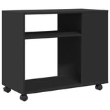 Side Table with Wheels Black 70x35x60 cm Engineered Wood 853147