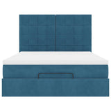 Ottoman Bed with Mattresses Dark Blue 140x190cm Velvet 3313473