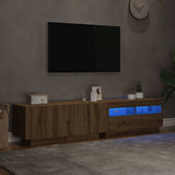 TV Cabinet with LED Lights Artisan Oak 180x35x40 cm Engineered Wood 3329164