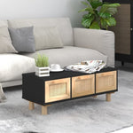 ZNTS Coffee Table Black 80x40x30 cm Engineered Wood&Solid Wood Pine 345619