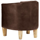 Tub Chair Dark Brown Real Leather 359640