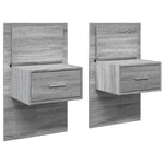 ZNTS Wall-mounted Bedside Cabinets with LED Lights 2 pcs Grey Sonoma 848168