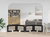 Dog Gate with Stands 4 pcs Black Oak 80 x 60 cm Engineered Wood 892133