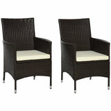 2 Pieces Outdoor PE Rattan Dining Chairs Set with Cushion, Garden Armchair with Armrests, High T3398P320070