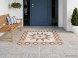 Mosaic Tiles Flower Pattern Multicolour 120 x 120 cm Marble 42033519
