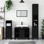 ZNTS 3 Piece Bathroom Furniture Set Black Engineered Wood 3190308