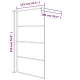 Walk-in Shower Wall Black 115x195 cm Frosted ESG Glass 152133
