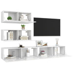 ZNTS 4 Piece TV Cabinet Set High Gloss White Engineered Wood 3079341