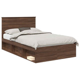Bed Frame with Headboard Brown Oak 120 x 200 cm Solid Pine Wood 3409387