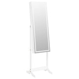 Mirror Jewellery Cabinet with LED Lights Free Standing White 353262