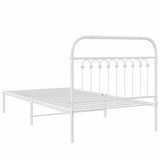 Metal Bed Frame without Mattress with Headboard White 100x200cm 376644