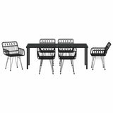 Garden Dining Set 7 pcs Black Powder-Coated Steel 3379189